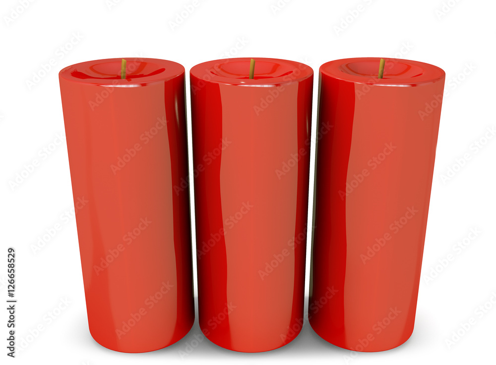 3d render of red candles 3d render of red candles