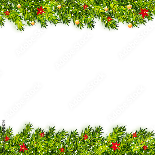 Christmas tree branches frame vector