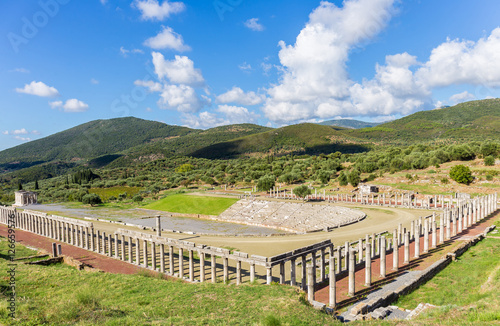 ruins of stadium and gymnasium in Ancient Messina, Greece, Europe