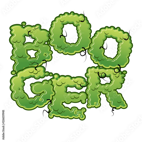 Booger. Snot slippery lettering. Snvel typography. Green slime l