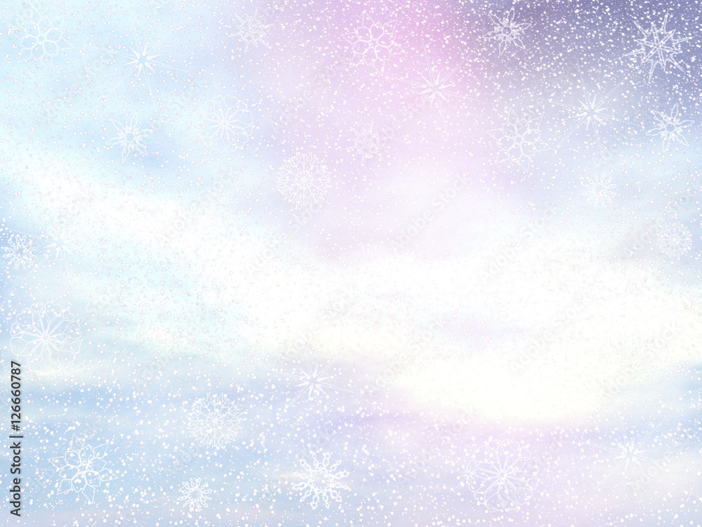 Fototapeta premium Winter snowy day background - 3D render