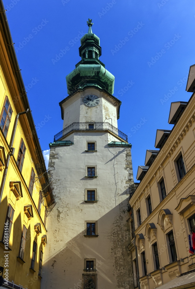 St Michael's tower in the old city, Bratislava, Slovakia, Europe