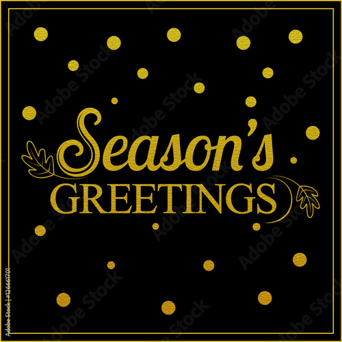Vector gold seasons greetings card design.Vintage card 