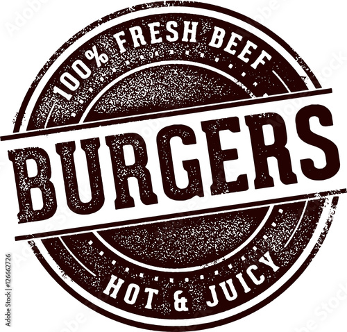 Vintage Burgers Restaurant Menu Stamp