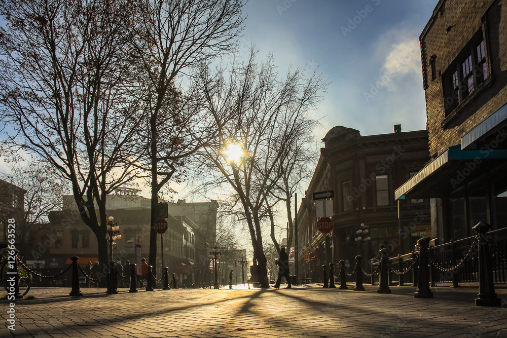 Gastown, Vancouver on a foggy winter's day