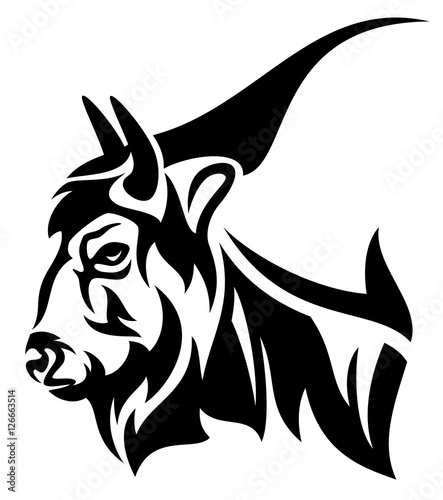 bison profile head black and white vector design