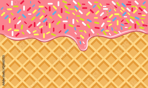 Chocolate Crispy Waffle with Flowing cream and Sprinkles.