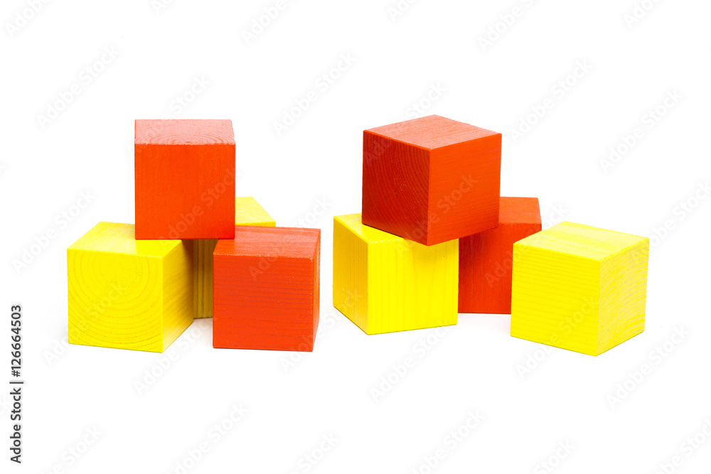 colored children cubes on white isolated background colored children cubes on white isolated background