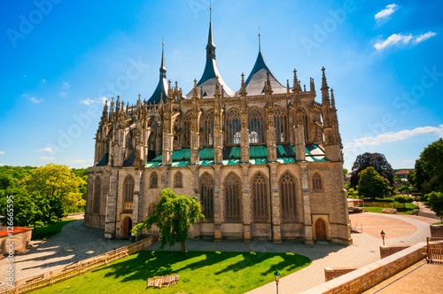 Landscape with Cathedral of St. Barbara in Kutna Hora, Czech Rep photo