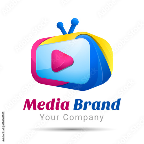 Screen TV color range Volume Logo Colorful. 3d Vector Design. Corporate identity