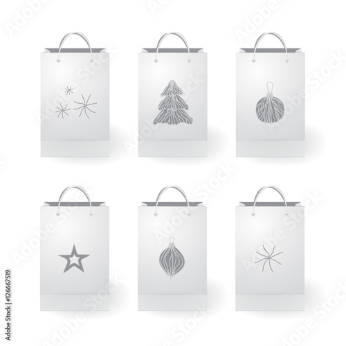 set of stock vector isolated paper shopping bag on the white bac
