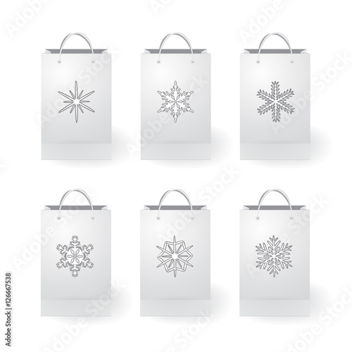 set of stock vector isolated paper shopping bag on the white bac