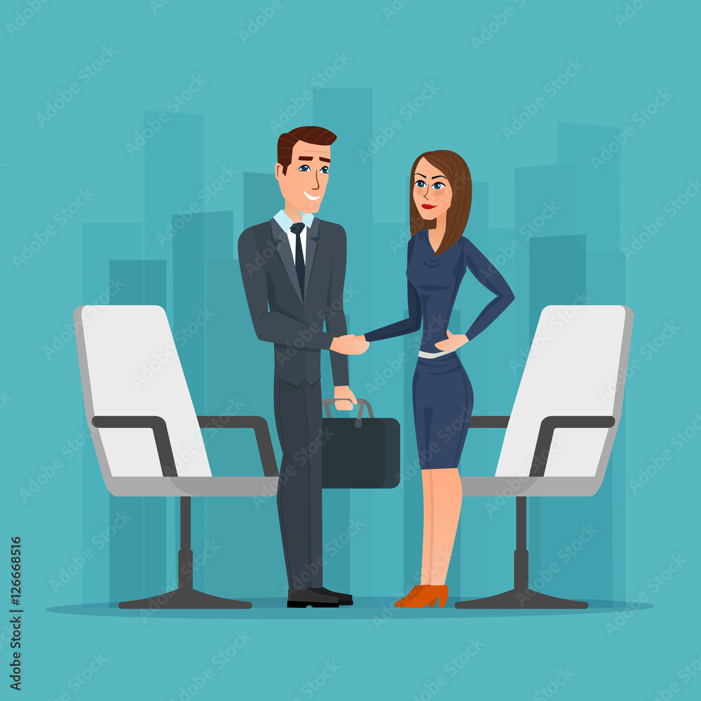 Business Woman And Man Cartoon