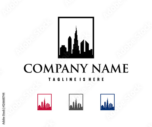 Square Silhouette Architecture Building Dubai City Logo Design