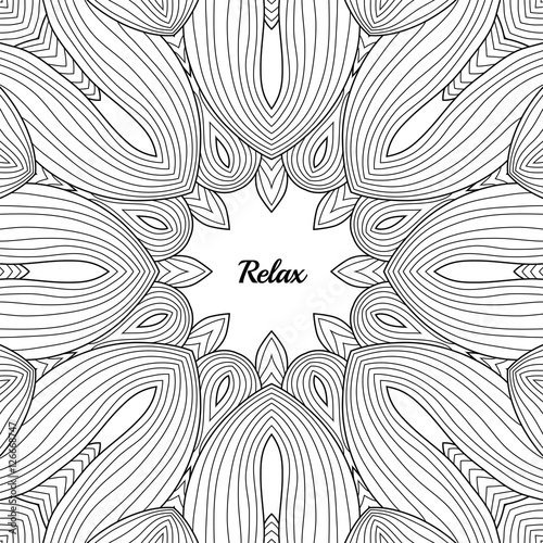 Abstract pattern for adult anti stress coloring book page, post card, print templates. Vector illustration.