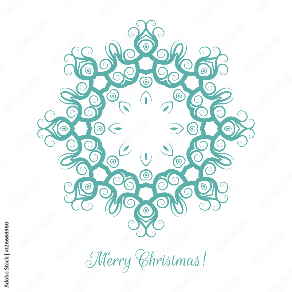 Beautiful snowflake pattern. Decorative ornament for Christmas card. Mandala. Vector illustration. Beautiful snowflake pattern. Decorative ornament for Christmas card. Mandala. Vector illustration.