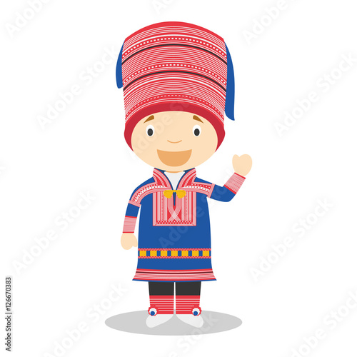 Character from Lapland dressed in the traditional way Vector Illustration. Kids of the World Collection.