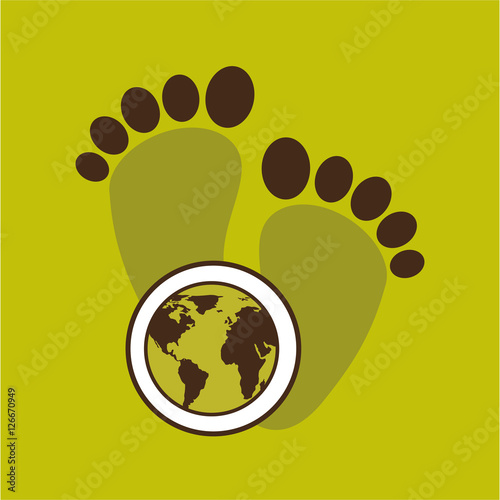 map earth environment ecological green footprints vector illustration eps 10