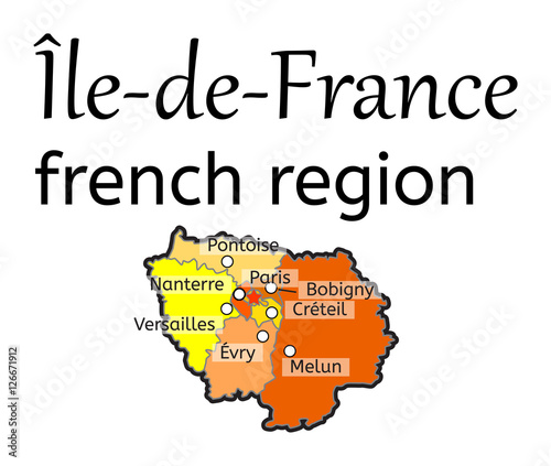 Ile-de-France french region map