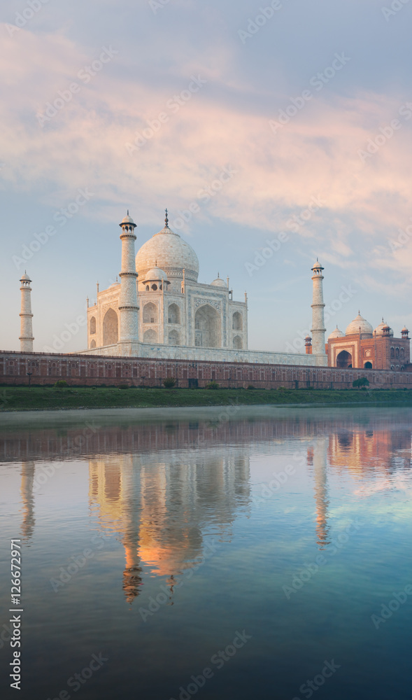 Jamuna River Reflection Taj Mahal Sunrise Rear