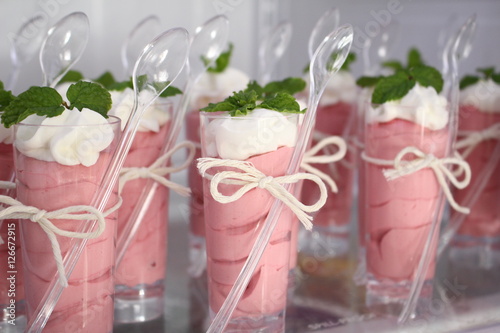 Raspberry mousse individual cups
