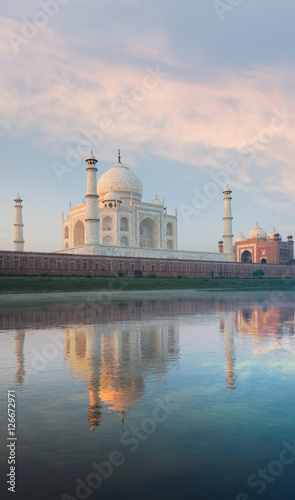 Jamuna River Reflection Taj Mahal Sunrise Rear