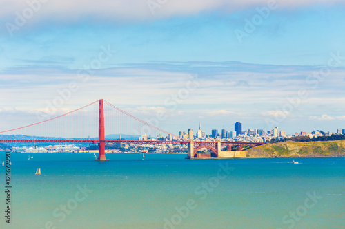 San Francisco City Golden Gate Bridge Distant View