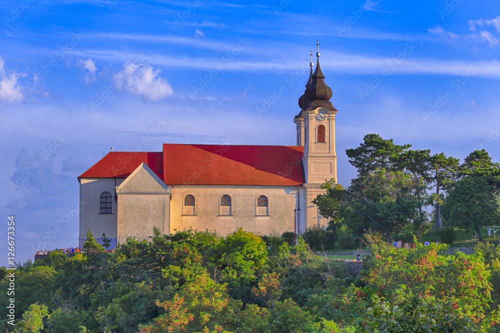 The Abbey of Tihany viewed from Echo dune, Hungary (HDR image)
