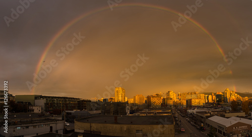Rainbow at sunrise, Vancouver