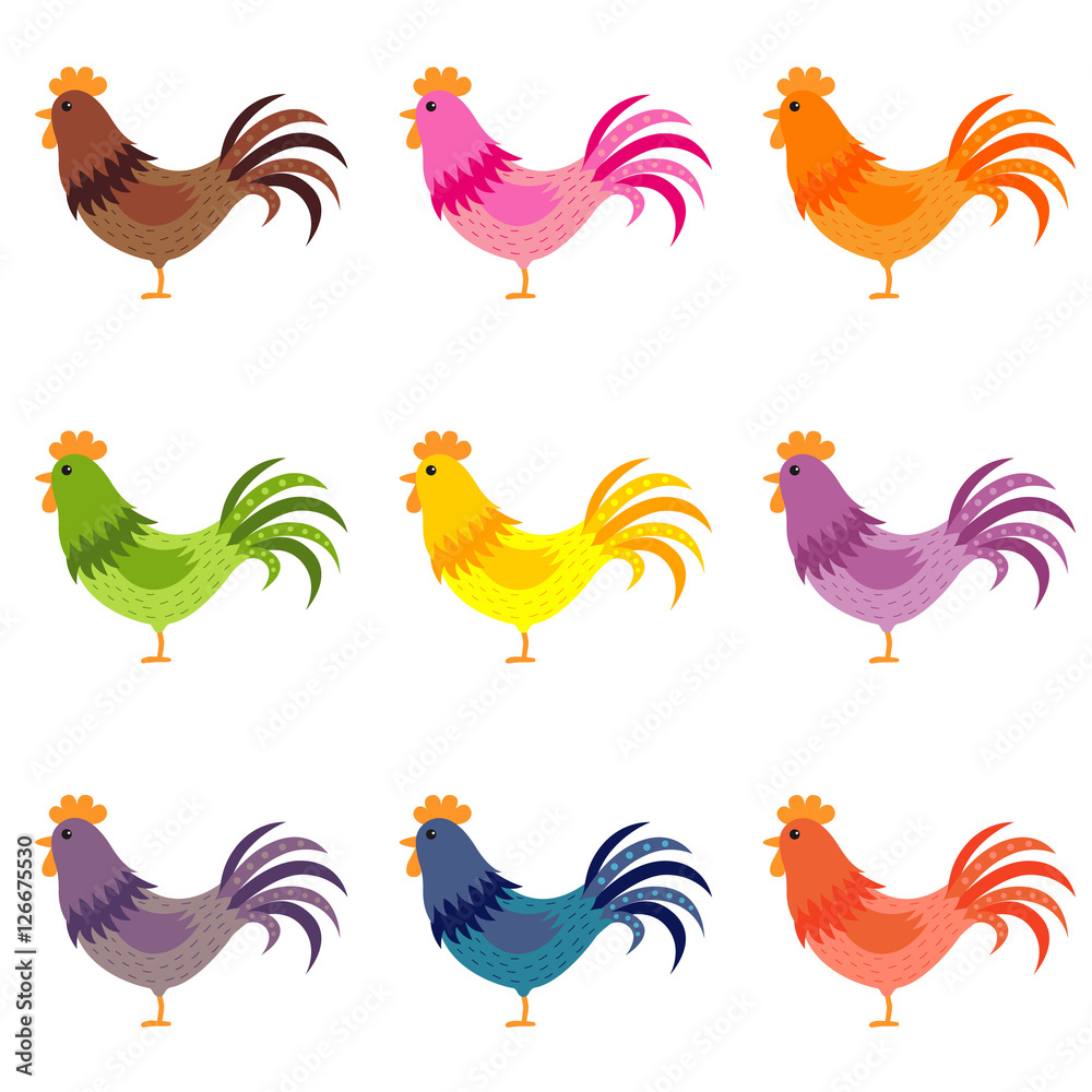 pattern colored cocks