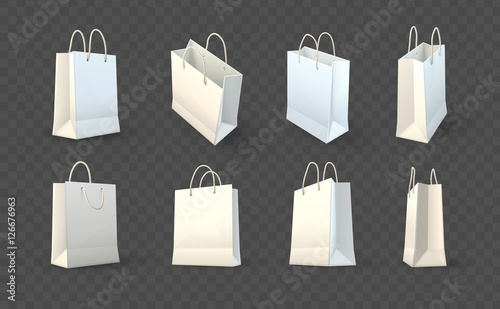 Set of paper shopping bags packaging