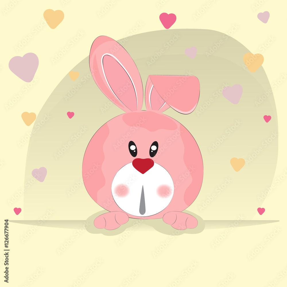 Good bunny. Greeting card.Yellow background Good bunny. Greeting card.Yellow background