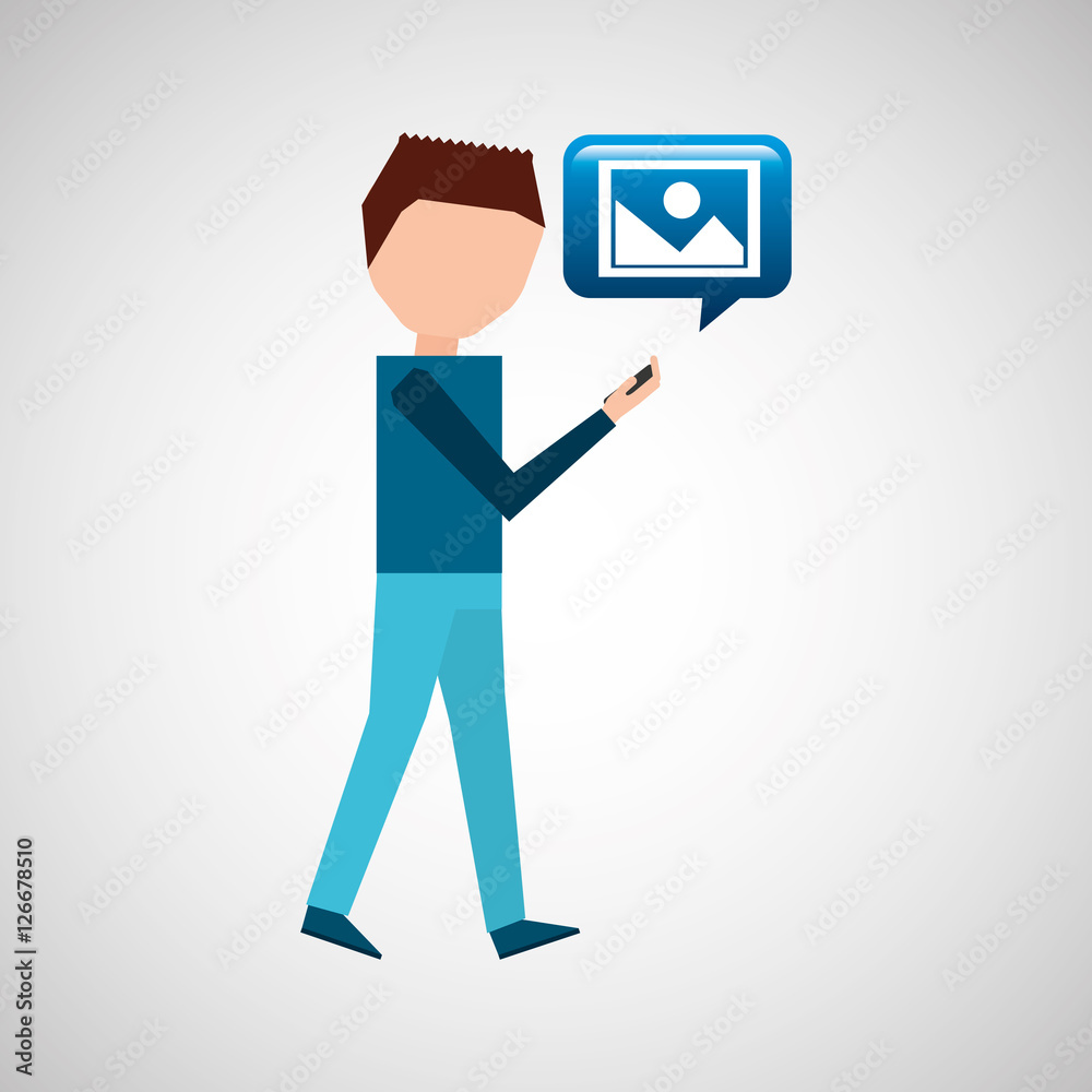 man watching cellphone walked image vector illustration eps 10 man watching cellphone walked image vector illustration eps 10