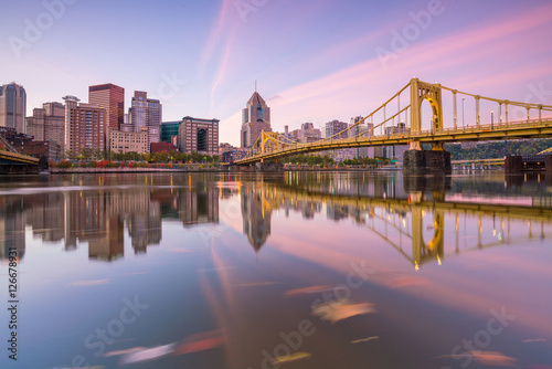 Panorama of downtown Pittsburgh at twilight © f11photo