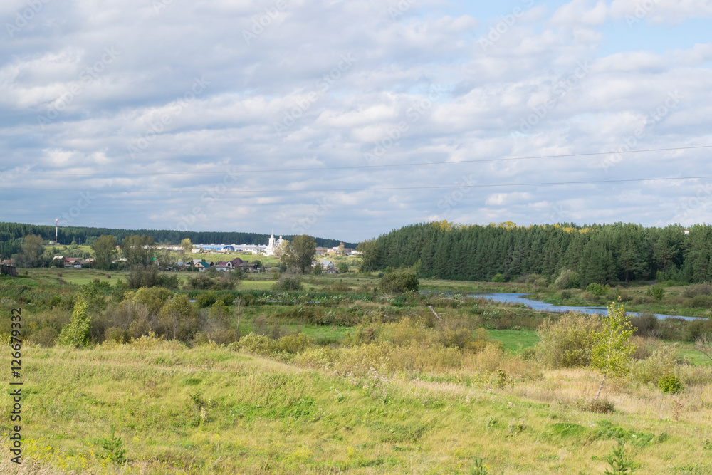 Russian traditional village landscape