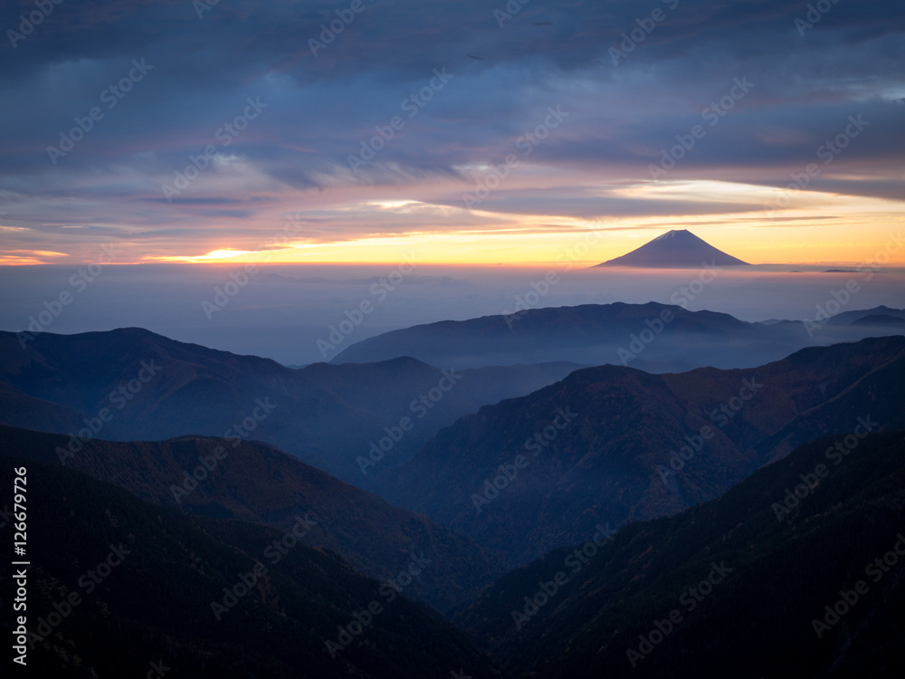 Mt.Fuji while sunrise