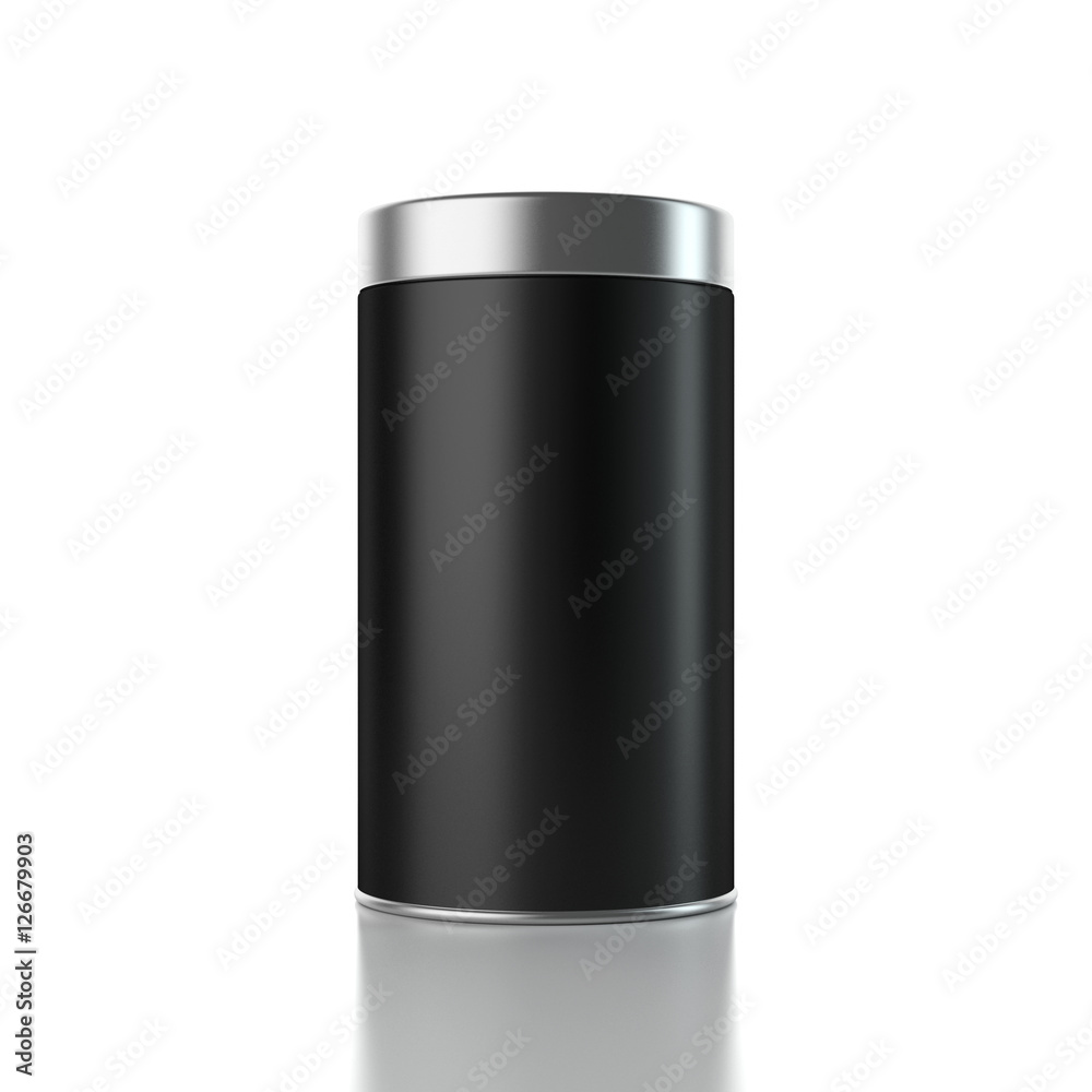 Aluminum Black Tin Can packaging Mockup, 3d rendering