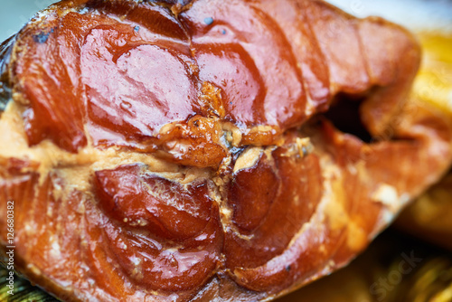 Closeup of smoked fish.  Seriolella brama common warehou