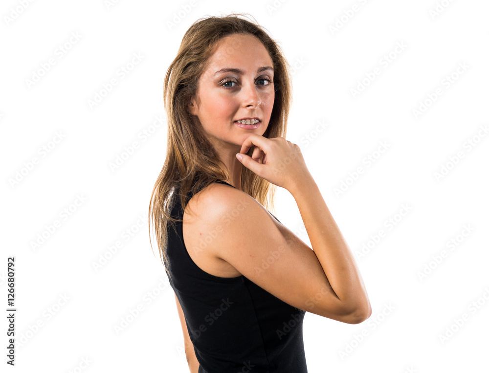 Blonde teen girl posing in studio Blonde teen girl posing in studio