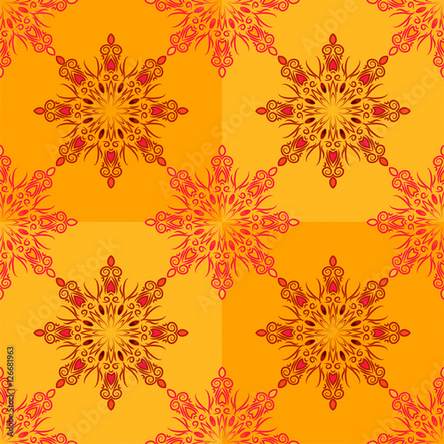 Seamless pattern with mandalas in beautiful vintage colors. Vector background