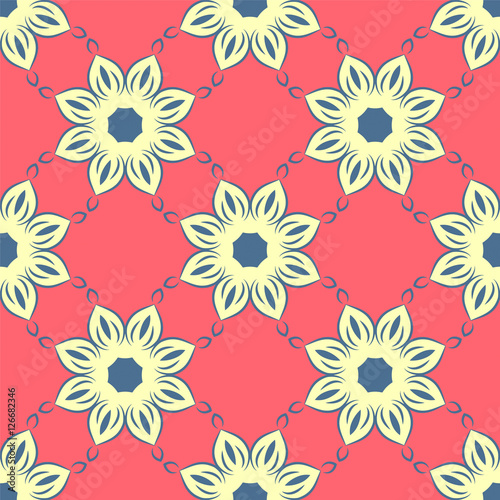 Seamless pattern with floral mandalas in beautiful colors. Vector background. Perfect for prints  wallpaper  wrapping paper etc.