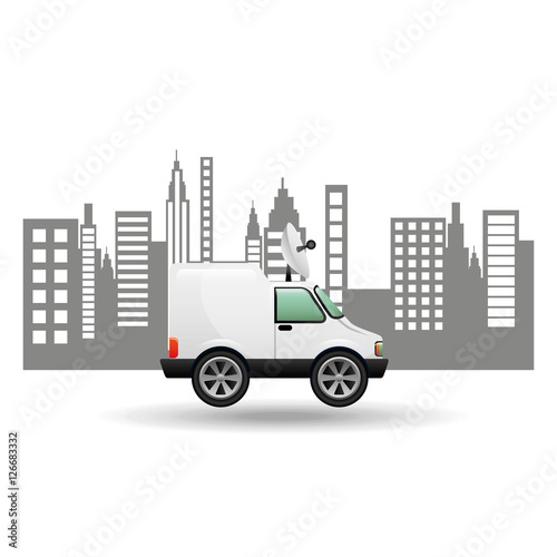 mini truck citi background design vector illustration eps 10