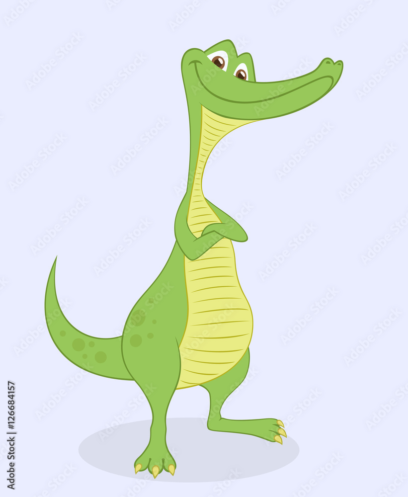 Obraz premium Cute cartoon crocodile. Vector illustration