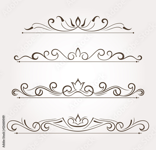 Set of floral design elements and page decoration. Vector illustration