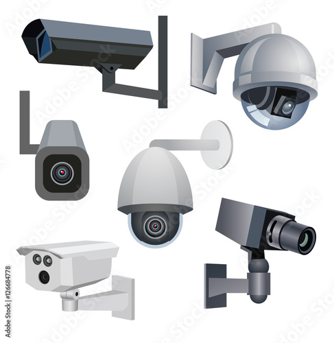 Security cameras. Security system. Vector illustration.
