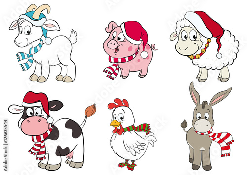 Set von sechs unterschiedlichen Tierarten auf dem Bauernhof