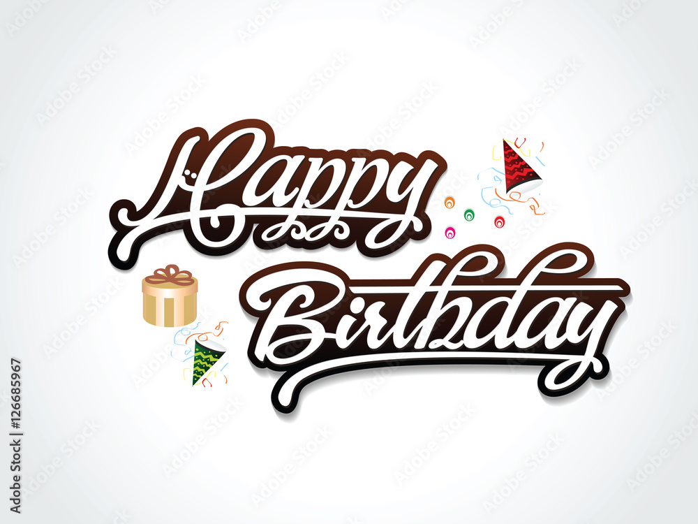 abstract brown happy birthday text vector illustration