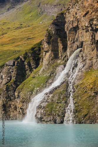waterfall in the Swiss mountains, canton of Valais, Switzerland