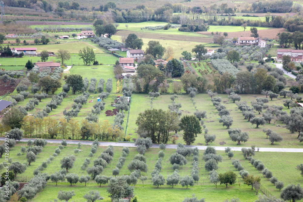 Aerial view of southern Italy rural landscape