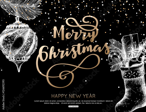 Merry Christmas greeting card vector illustration.